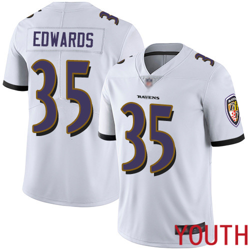 Baltimore Ravens Limited White Youth Gus Edwards Road Jersey NFL Football #35 Vapor Untouchable